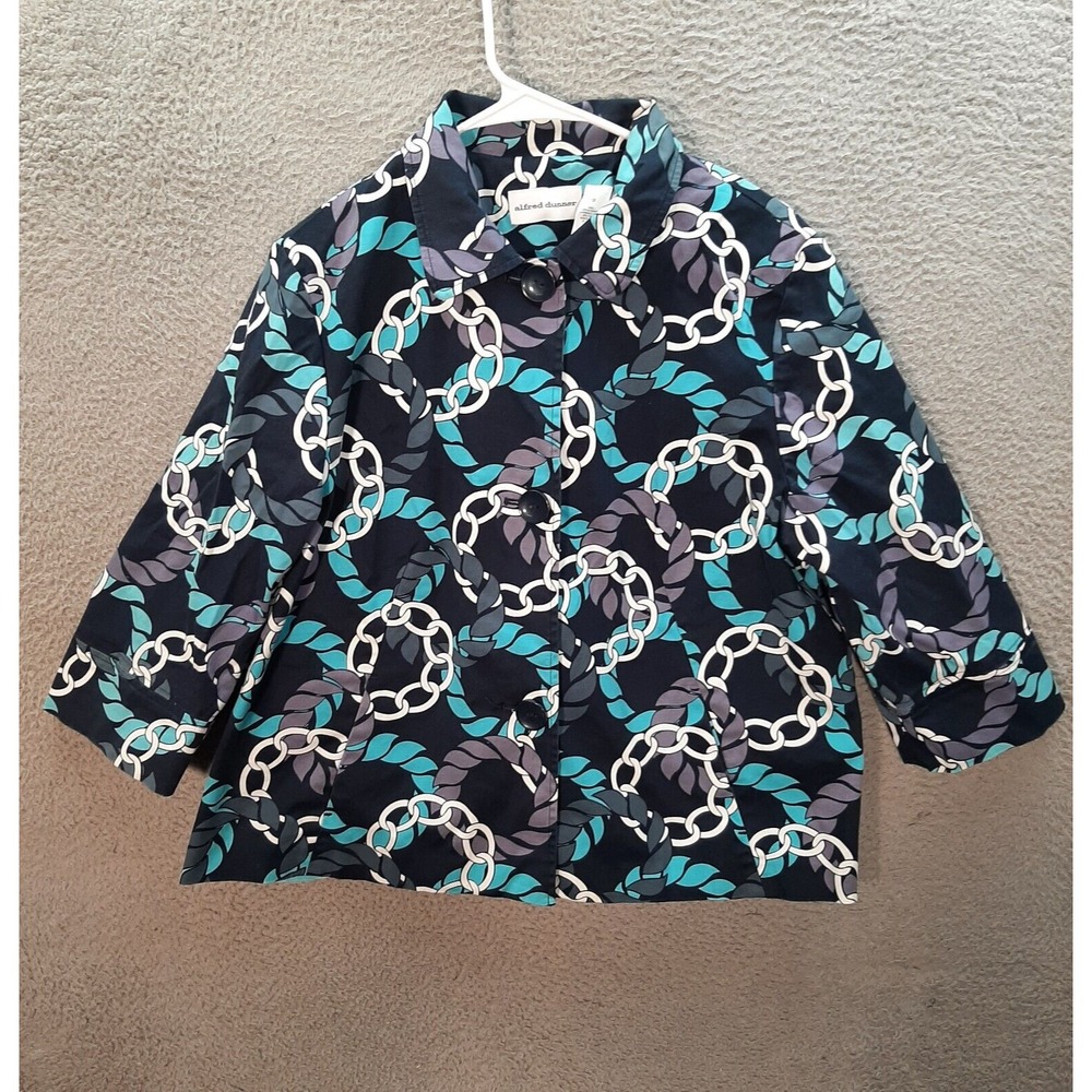 Alfred Dunner Jacket Womens 12 Multicolor Rope‎ Nautical Costal Mature Preppy